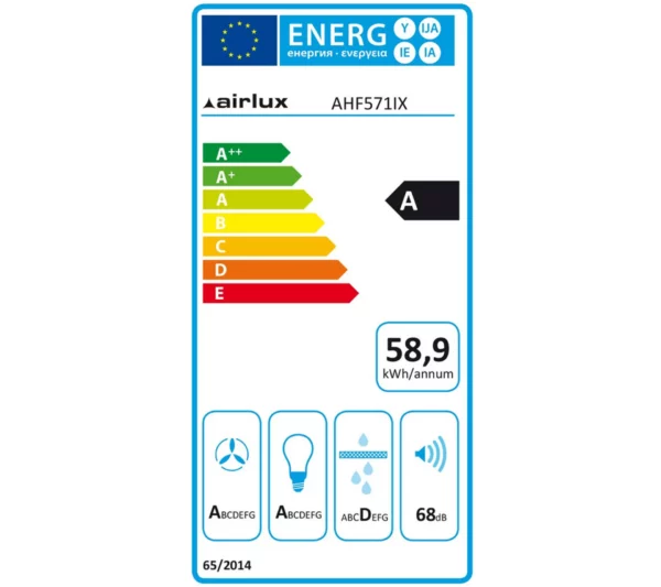 AIRLUX - AHF571IX - Groupe filtrant - 770 m3/h - ELECTRO PO - étiquette énergétique