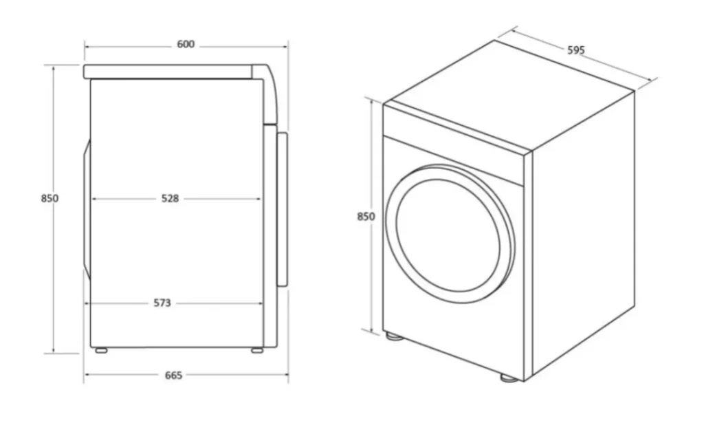 Plan et dimensions du sèche-linge HD100-A2939-FR 