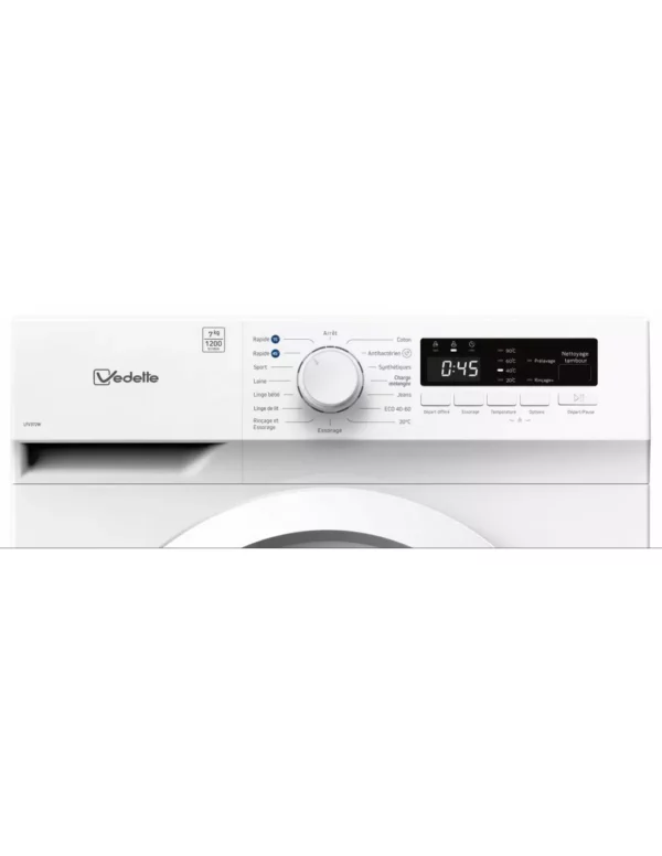 VEDETTE - LFV372W - Lave-linge frontal - 7 kg - Classe: D - Panneau des commandes - Disponible chez Electro PO