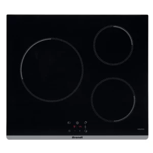plaque à induction BRANDT BPI6362B noire 3 foyers avec commandes tactiles