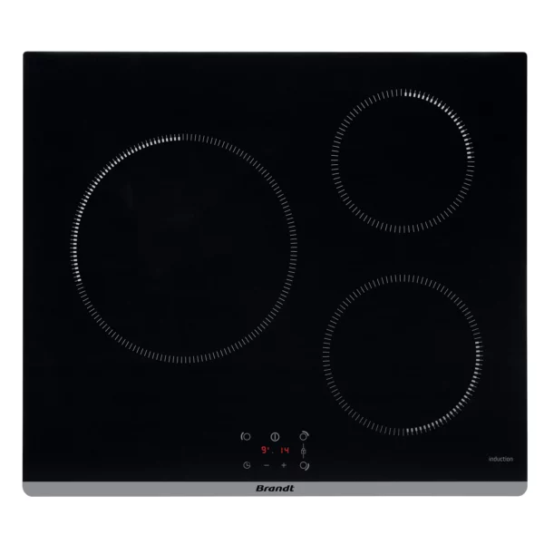 plaque à induction BRANDT BPI6362B noire 3 foyers avec commandes tactiles