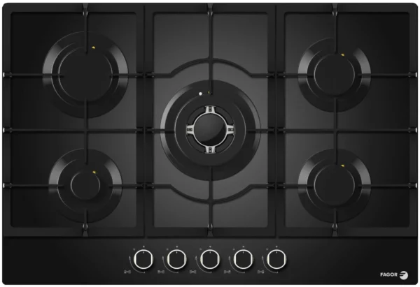 plaque de cuisson gaz FAGOR FAG6650N noire 5 foyers avec foyer Wok