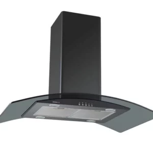 Hotte îlot Glem Gas GHI9100BK verre galbé et métal noir 90 cm