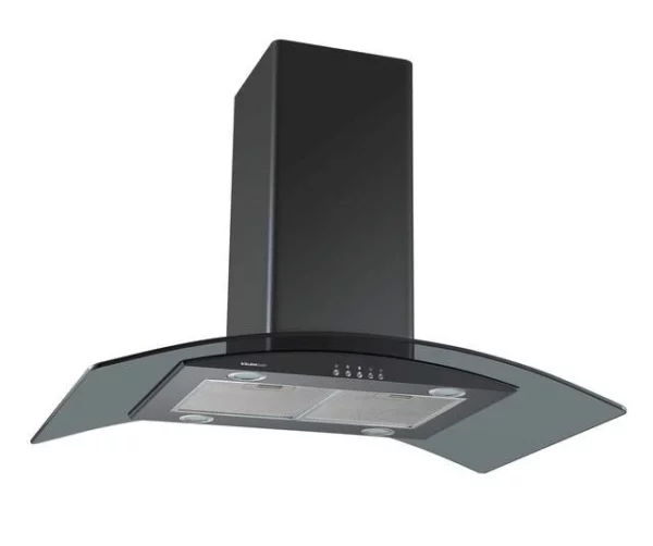 Hotte îlot Glem Gas GHI9100BK verre galbé et métal noir 90 cm