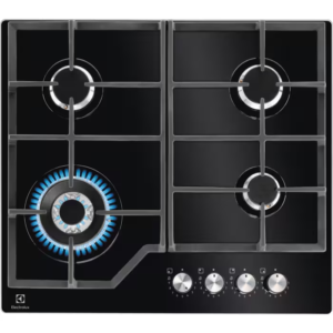 plaque de cuisson gaz ELECTROLUX KGG64362K noire 4 foyers avec grilles fonte