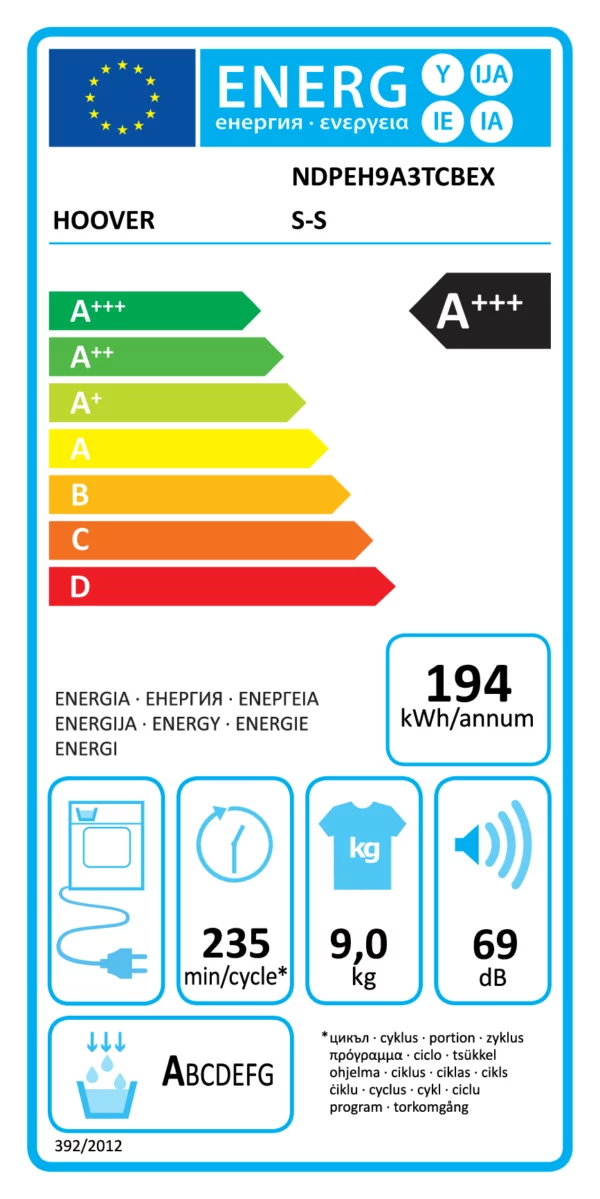 HOOVER - NDPEH9A3TCBEXSS - Sèche-linge - 9kg – Image 5