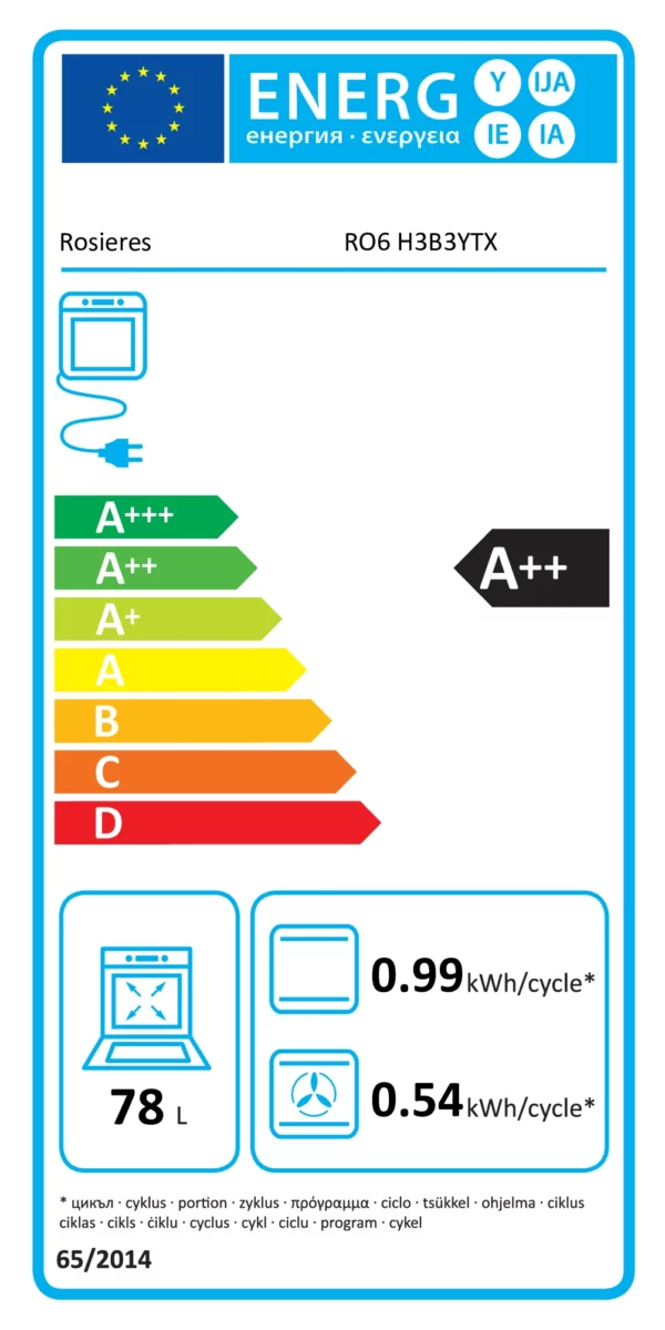 ROSIERES - RO6H3B3YTX - Four encastrable - 78 L - Pyrolyse – Image 4
