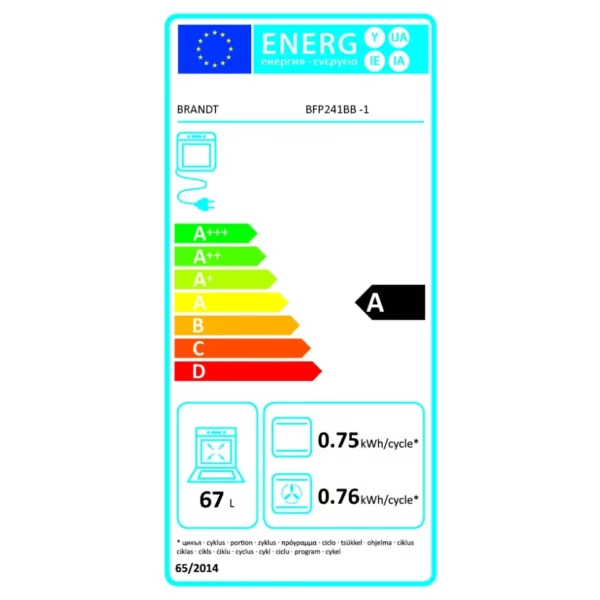 BRANDT - BFP241BB - Four multifonction pyrolyse - 67L – Image 3