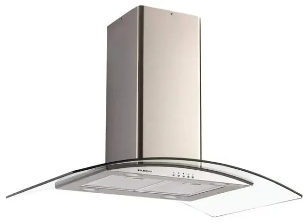 Hotte îlot GHI9100IX en verre galbé et inox 90 cm