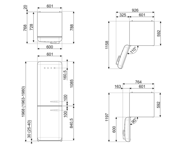 SMEG - FAB32LCR6 - Réfrigérateur combiné - 331L – Image 3