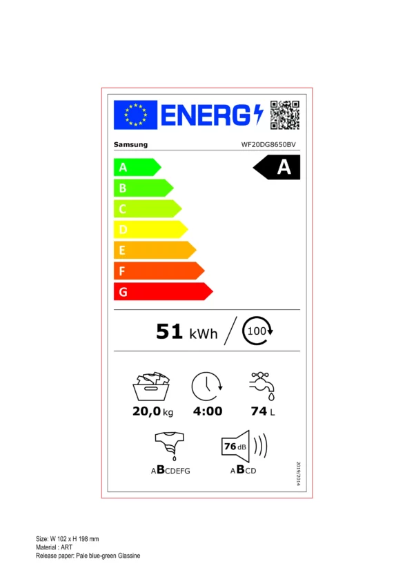 SAMSUNG - WF20DG8650BVU3 - Lave-linge hublot - 20kg – Image 4