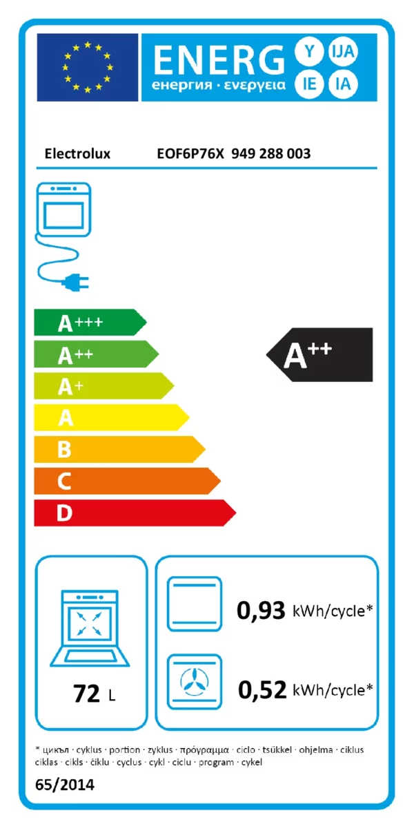 ELECTROLUX - EOF6P76X - Four pyrolyse - 3490 W – Image 4