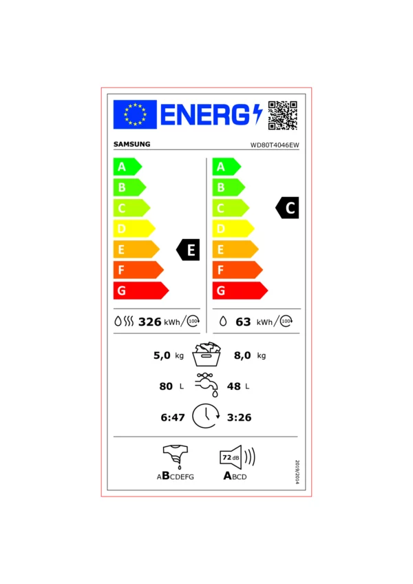SAMSUNG - WD80T4046EW - Lave-linge séchant – Image 3